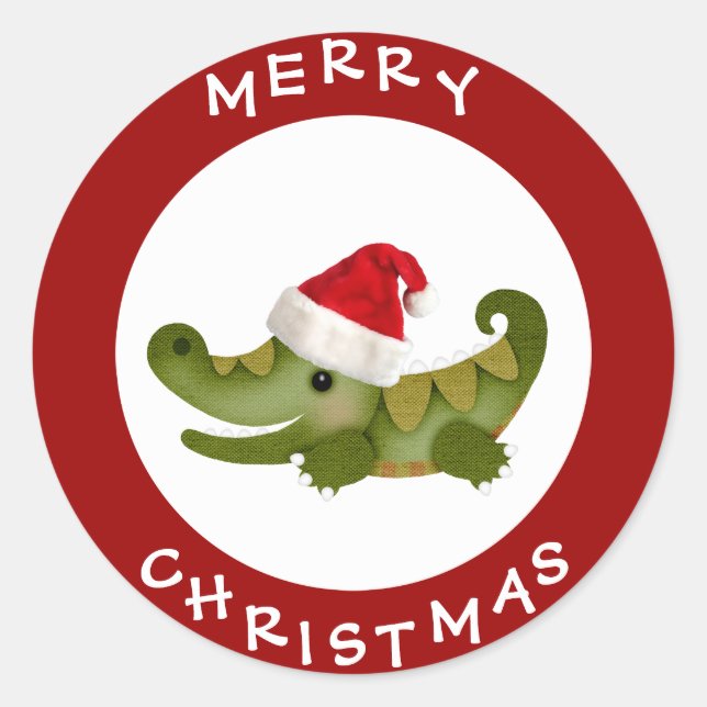 Adesivo Crocodilo Gelado em Santa Hat Vinhetas de Natal Ve (Frente)