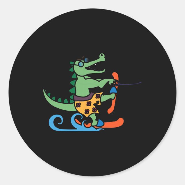 Adesivo Crocodilo Lover Skiator Alligator Réptil Water Ski (Frente)