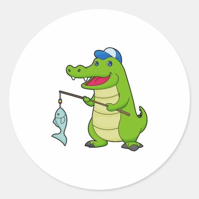 Adesivo Crocodilo Pesca com Pescado (Frente)
