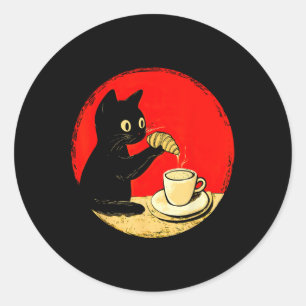 Adesivo Croissant De Gato No Café, Pão Preto De Gato