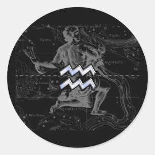 Adesivo Cromo como Aquarius Zodiac Sinal em Hevélio