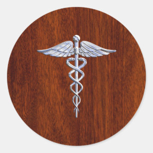 Adesivo Cromo Como Caduceus Símbolo Médico Mahogany Brown