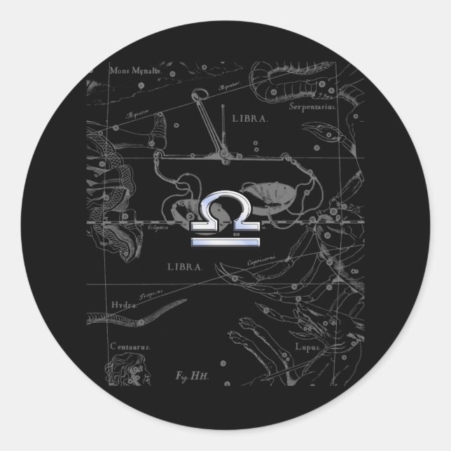 Adesivo Cromo como Libra Zodiac Sinal em Hevélio (Frente)