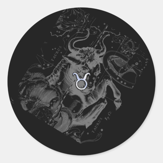 Adesivo Cromo como Taurus Zodiac Sinal em Hevélio (Frente)
