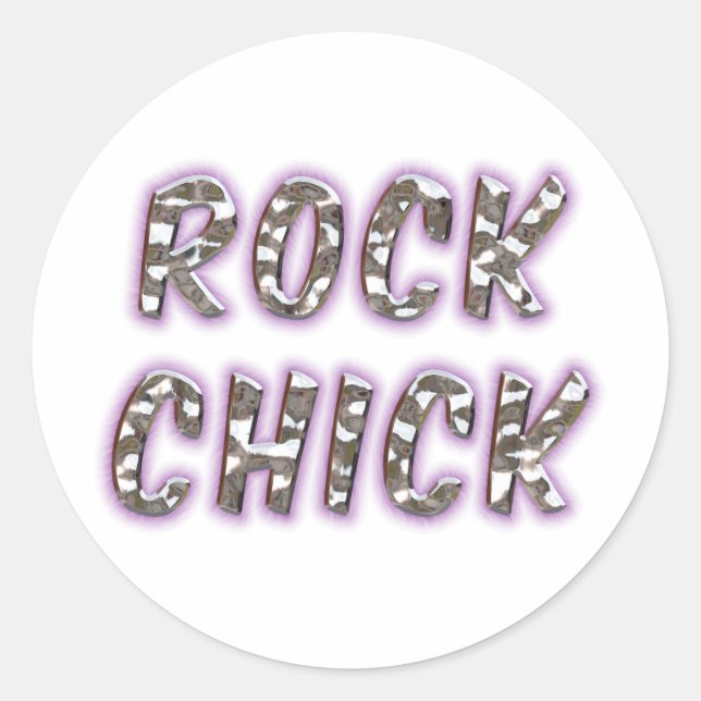 Adesivo Cromo de Pintinho de Rock com Brilho Roxo (Frente)