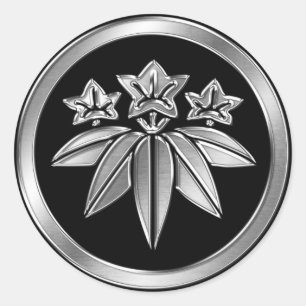 Adesivo Cromo Silver Minamoto Clan Kamon
