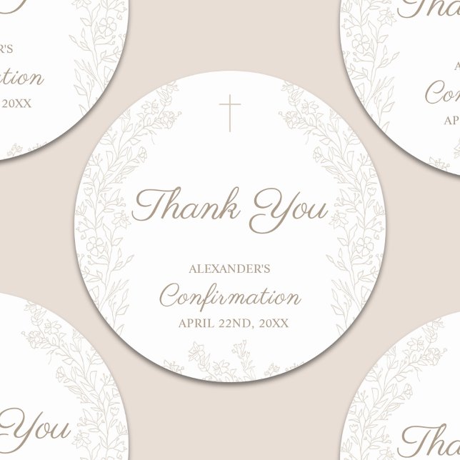 Adesivo Cross Floral Confirmation Thank You (Criador carregado)