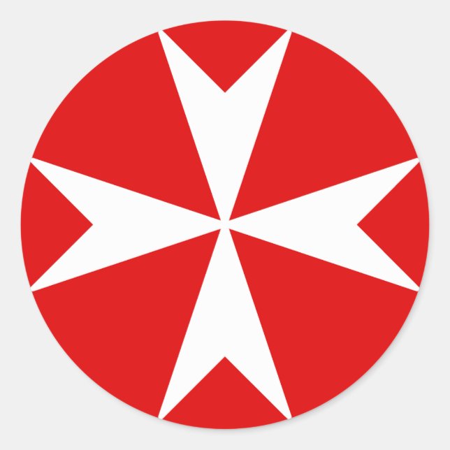 Adesivo Cross Of Malta v2 (branco a vermelho) (Frente)