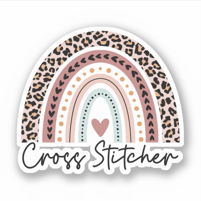 Adesivo Cross Stitcher Leopard Rainbow, Cross Stitch (Frente)
