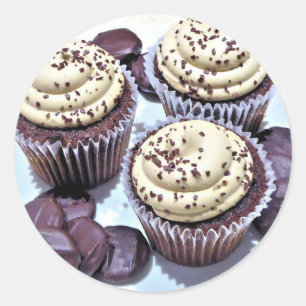 Adesivo Crosta de gelo branca dos cupcakes do chocolate