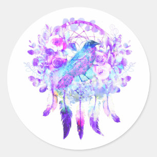 Adesivo Crow Dreamcatcher Blue Purple Floral