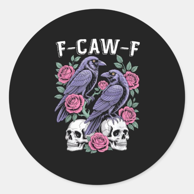 Adesivo Crow F-Caw-F Funny Bird Moon Gothic Adult Humor Mi (Frente)