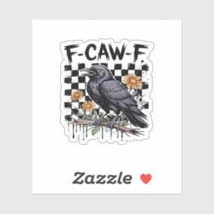 Adesivo Crow Flowral, F-Caw-F Pássaro Engraçado FCAWF Lua