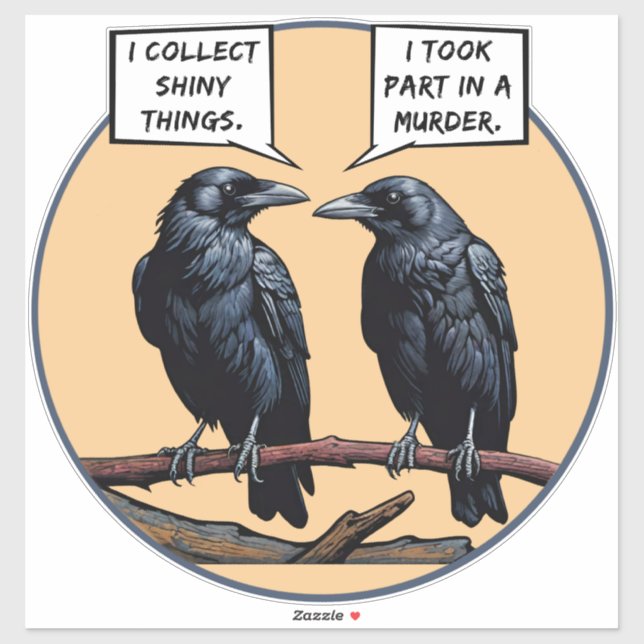 Adesivo Crow Murder Funny Comic (Folha)
