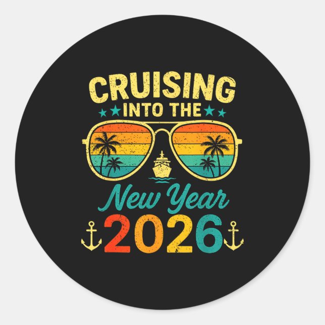 Adesivo Cruise Into New Year 2026 Bringing New Year Togeth (Frente)