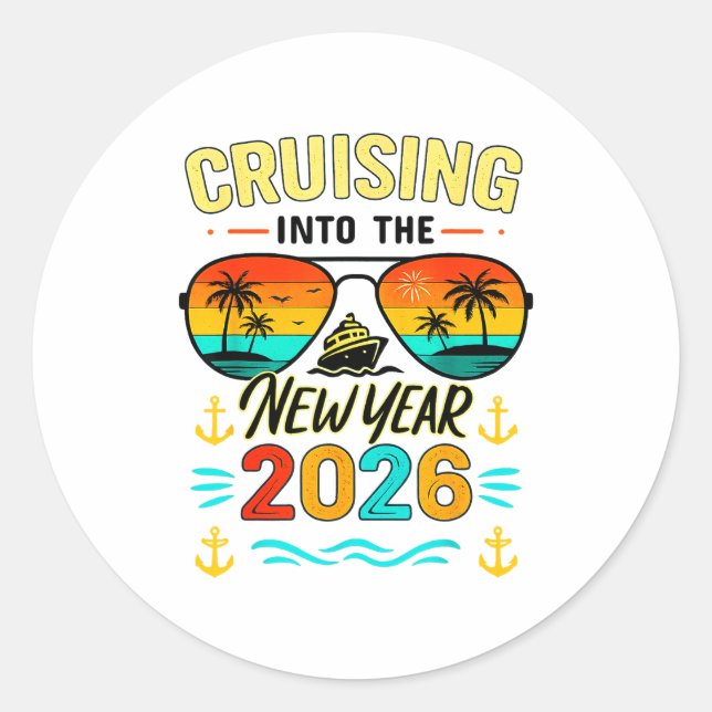 Adesivo Cruise Into New Year 2026 Bringing New Year Togeth (Frente)