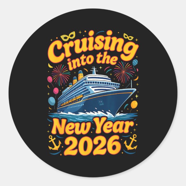 Adesivo Cruise Into The New Year 2026 Crew Squad Family Ma (Frente)