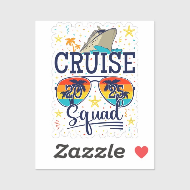 Adesivo Cruise Squad 2025 Cruising Vacation Vinil (Folha)