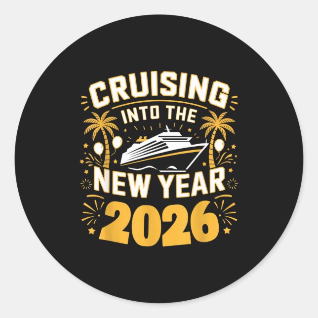 Adesivo Cruising Into 2026 New Years Eve Party Favors Fami (Frente)
