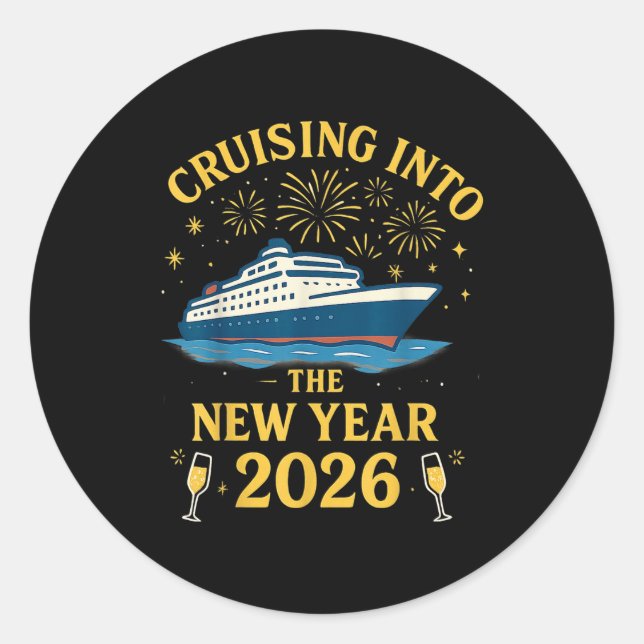 Adesivo Cruising Into 2026 New Years Eve Party Favors Fami (Frente)