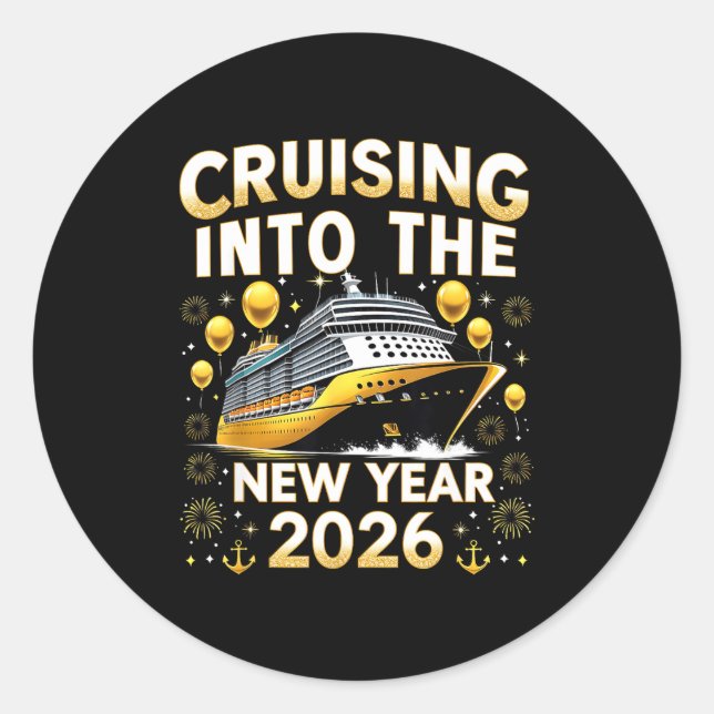 Adesivo Cruising Into The New Year 2026 Cruise Party Gift  (Frente)