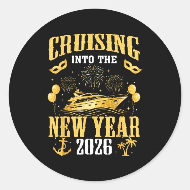 Adesivo Cruising Into The New Year 2026 New Year Eve Famil (Frente)