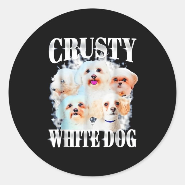 Adesivo Crusty White Dog Funny For Men Women  (Frente)
