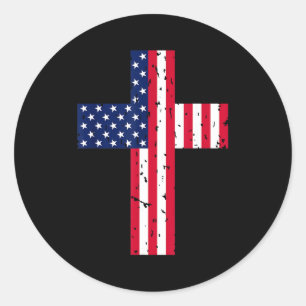 Adesivo Cruz Bandeira EUA Cristã Religiosa América Fé