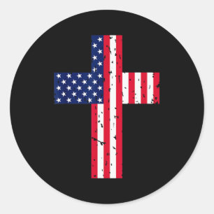 Adesivo Cruz Bandeira EUA Cristão Religioso América Fé