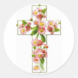 Adesivo Cruz Branca com Florestas Rosa