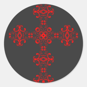 Adesivo Cruz com ornamento vermelho