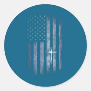 Adesivo Cruz Cristã Bandeira Americana Grunge