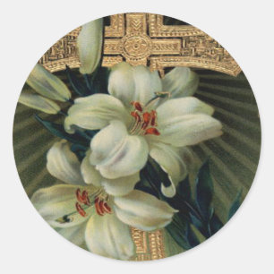 Adesivo Cruz Cristã de Ouro Lírio da Páscoa