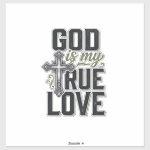 Adesivo Cruz Cristã Deus É Meu Verdadeiro Amor Vetor