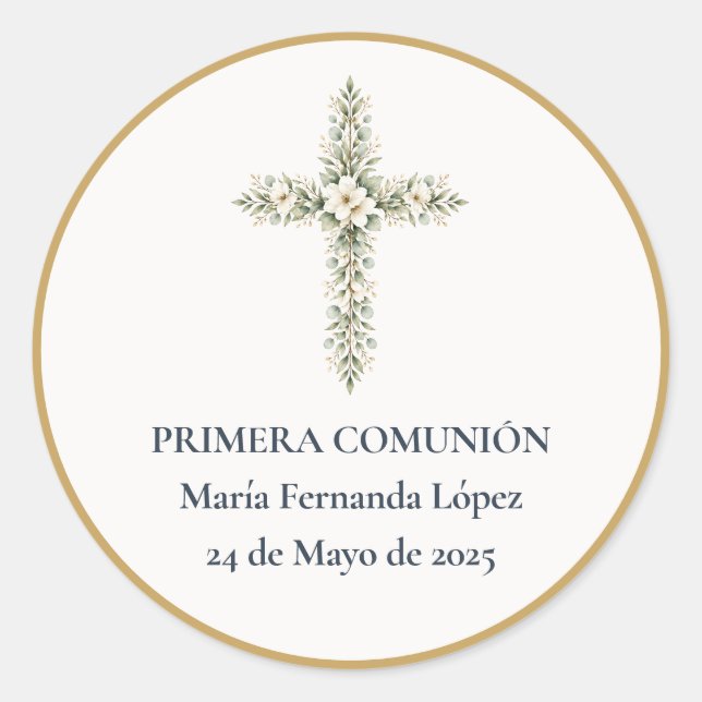 Adesivo Cruz da Primeira Comunhão (Frente)