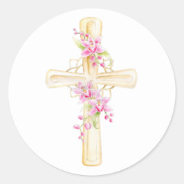 Adesivo Cruz de aquarela de orquídea
