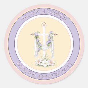 Adesivo Cruz de Bênçãos da Páscoa com Lírios