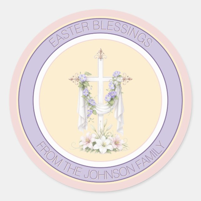 Adesivo Cruz de Bênçãos da Páscoa com Lírios  (Frente)