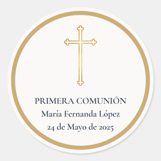 Adesivo Cruz de Ouro da Primeira Comunhão (Frente)