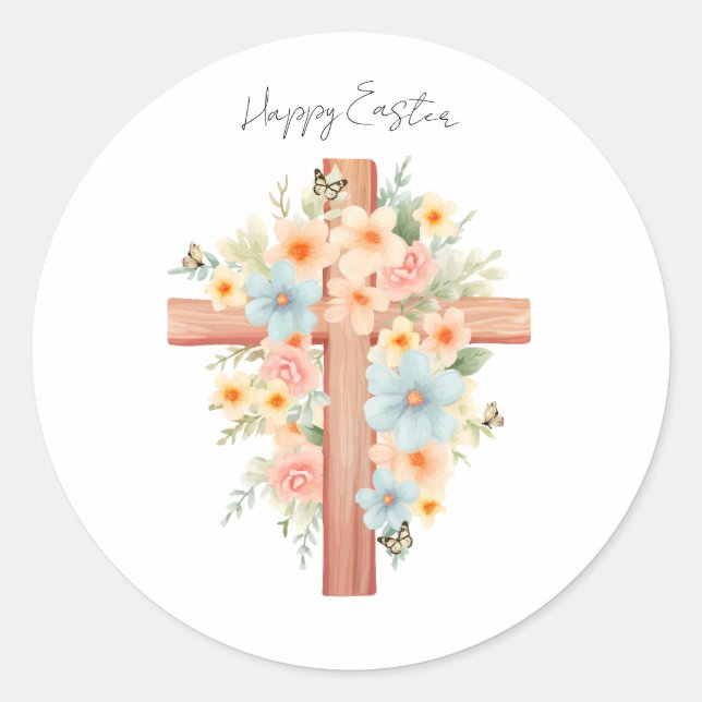 Adesivo Cruz de Páscoa aquarela personalizada (Frente)