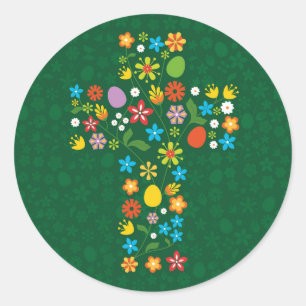 Adesivo Cruz de páscoa com Ovos e Flores