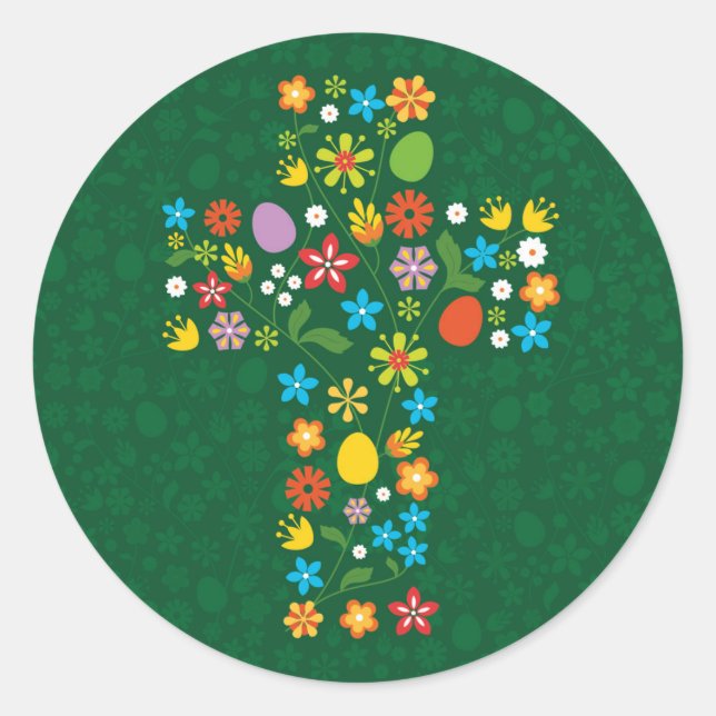 Adesivo Cruz de páscoa com Ovos e Flores (Frente)