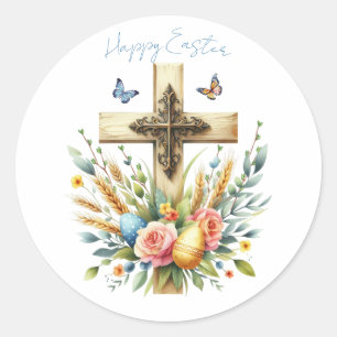 Adesivo Cruz de Páscoa Personalizada em Aquarela