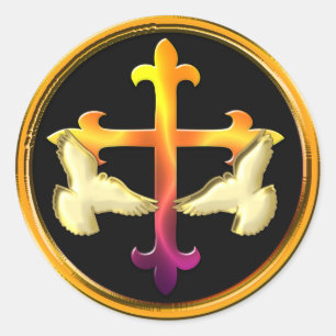 Adesivo Cruz do ferro com as pombas no fundo preto