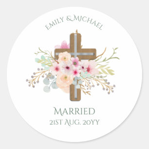 Adesivo Cruz Floral Personalizada de Casamento ou Anivers