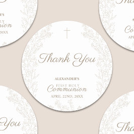 Adesivo Cruz Floral Primeira Comunhão Obrigado