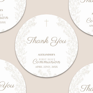 Adesivo Cruz Floral Primeira Comunhão Obrigado