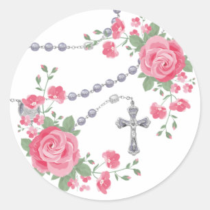 Adesivo Cruz Floral Santa Rosária Rosa Religiosa