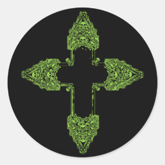 Adesivo Cruz Gótica Verde ornamentado