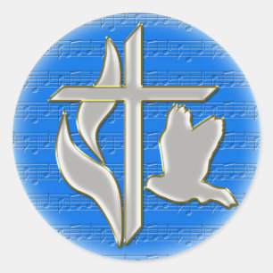 Adesivo Cruz metodista com pomba